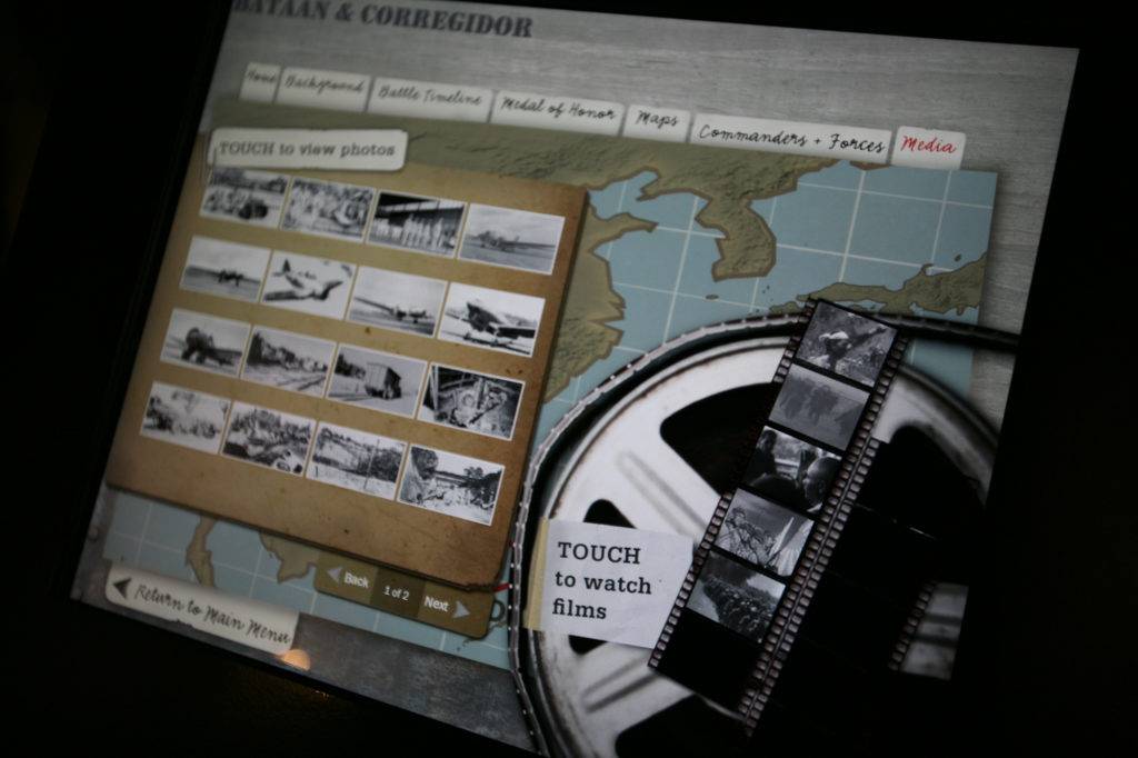 Touch-screen interactive where visitors can view archival photos and films