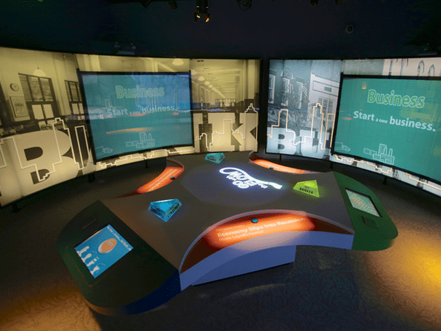 Immersive touch interactive with lighting design at the Atlanta Fed visitor center